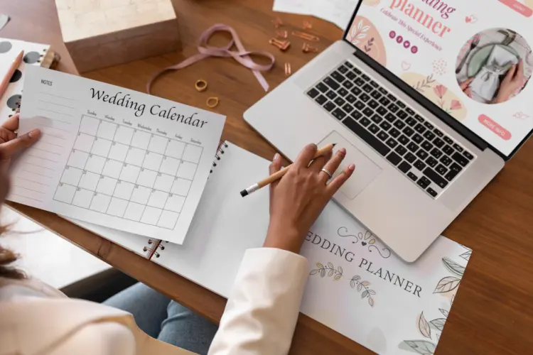 Seseorang sedang membuat wedding planner.