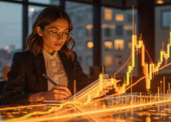 Seorang wanita sedang melihat candlestick