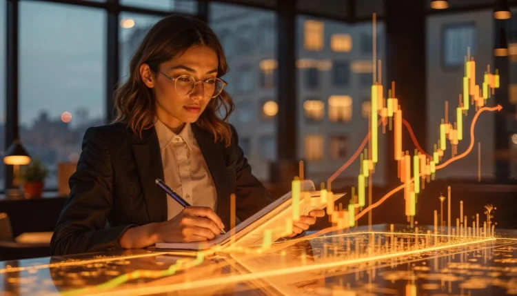 Seorang wanita sedang melihat candlestick