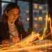 Seorang wanita sedang melihat candlestick