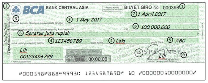 Buku Cek BCA 1