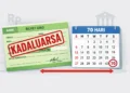 Ilustrasi bilyet giro dengan tanda expired dan kalender 70 hari