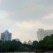 Menara kembar Kementerian Keuangan RI terlihat dari Lapangan Banteng, Jakarta