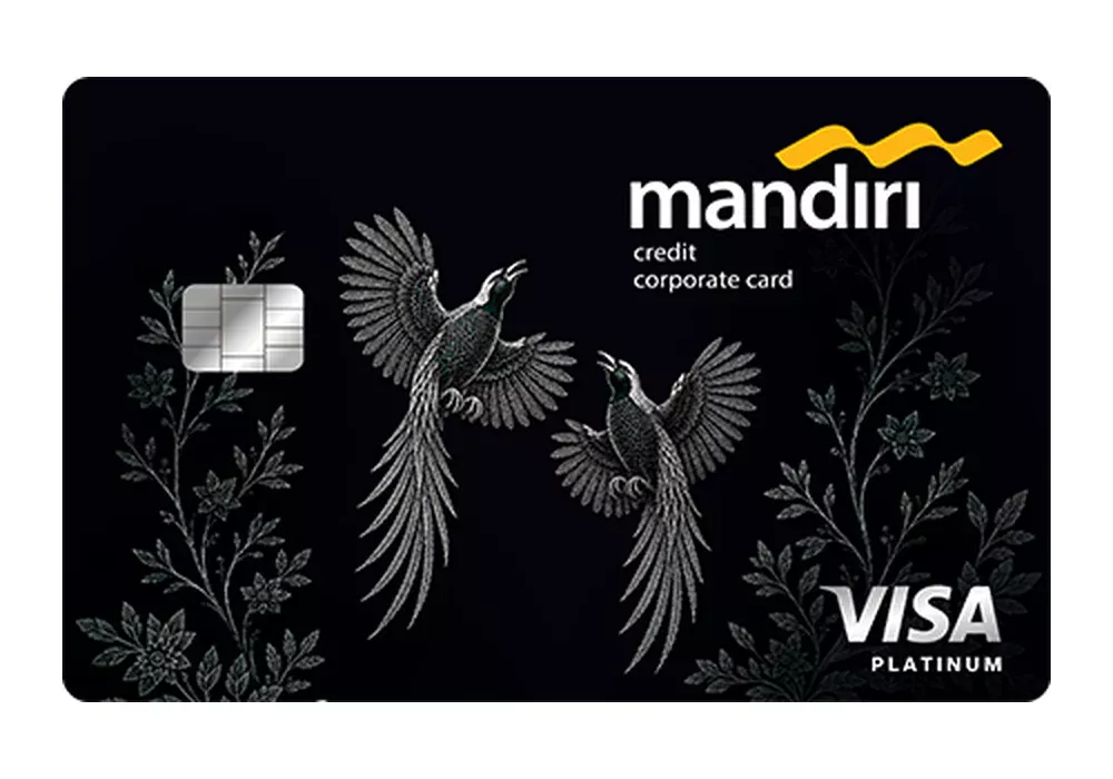 Kartu kredit Mandiri Corporate Card Visa Platinum berwarna hitam