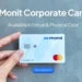 Tangan memegang kartu debit bisnis Monit Mastercard
