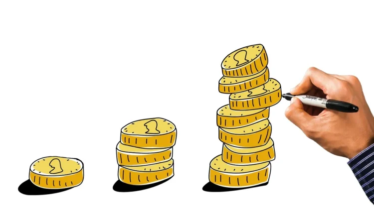 Ilustrasi tumpukan koin yang bertambah tinggi